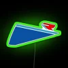 Neon speed sign with blue, white, and RGB lighting effects.