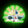 Retro Japanese neon sign from the Speed Racer movie with a green glow.