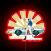 Retro Japanese neon sign with red colors and Speed Racer logo.
