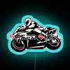 RGB LED Neon Sign on a Motorbike Helmet with Speedometer and Cool Design Elements.