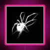 Spider bite neon sign with pink RGB lighting.