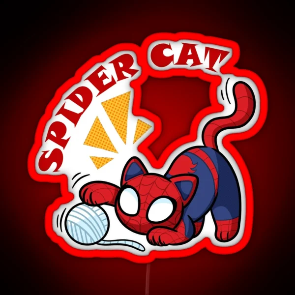 Spider Cat Playing With Wool RGB Neon Sign