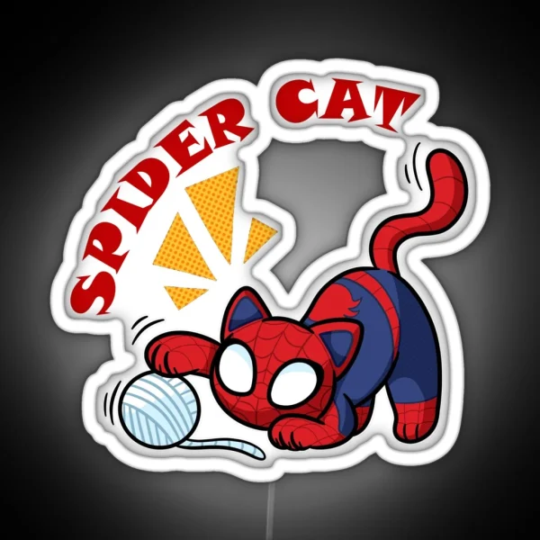 Spider Cat Playing With Wool RGB Neon Sign