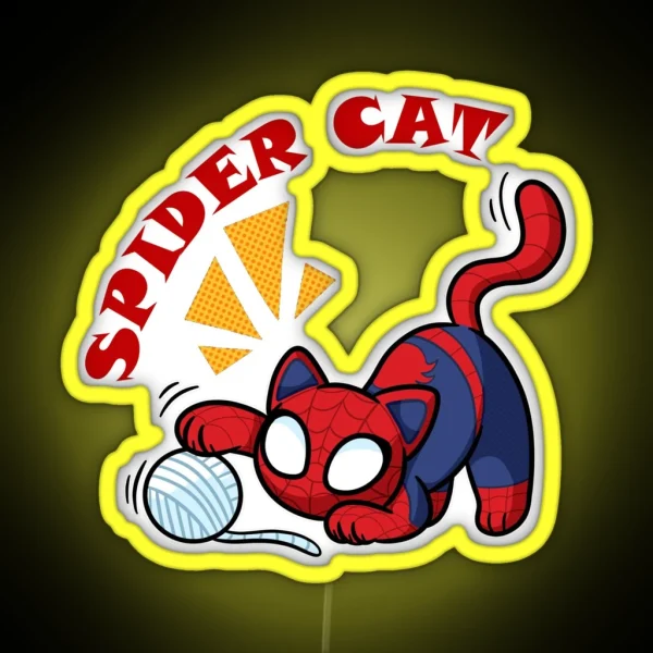 Spider Cat Playing With Wool RGB Neon Sign