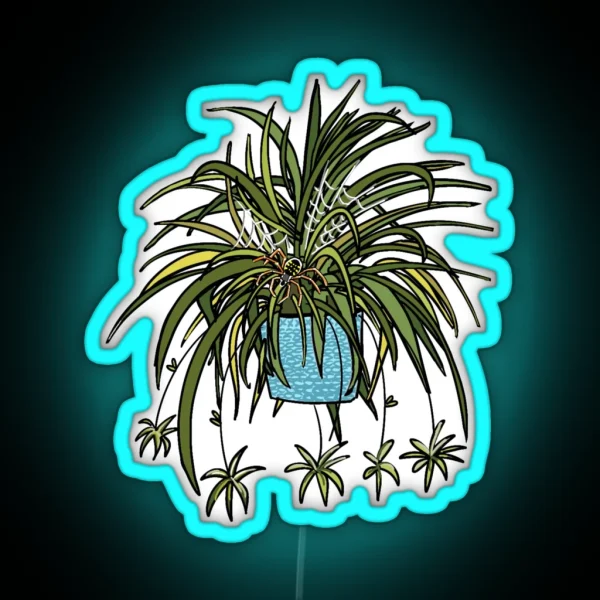 Spider In A Spider Plant RGB Neon Sign