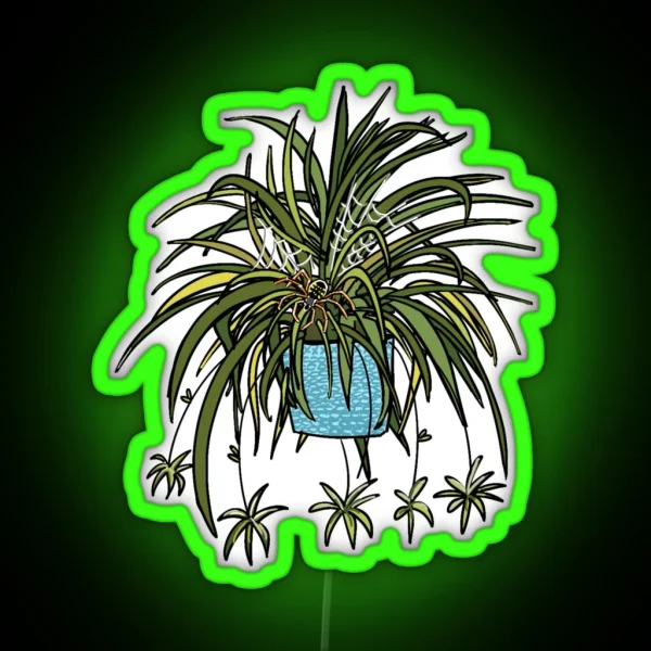 Spider In A Spider Plant RGB Neon Sign