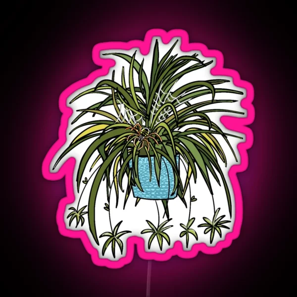 Spider In A Spider Plant RGB Neon Sign
