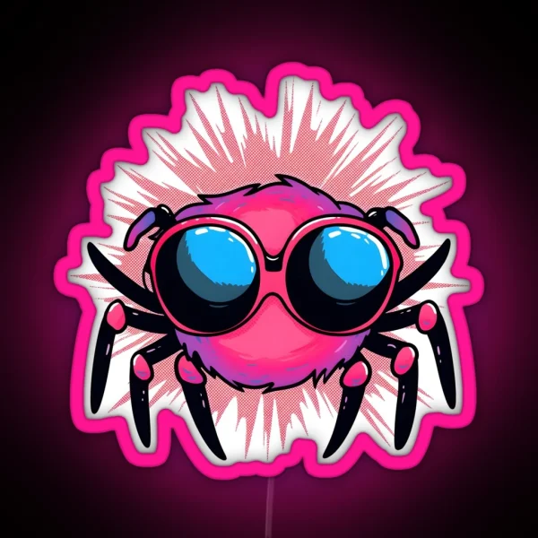 Spider With Sunglasses RGB Neon Sign