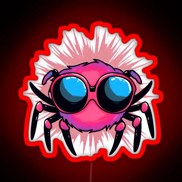 Spider With Sunglasses RGB Neon Sign