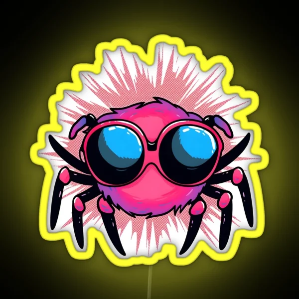 Spider With Sunglasses RGB Neon Sign