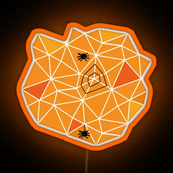 Spiderweb And Spiders Halloween Netting Pattern In RGB Neon Sign
