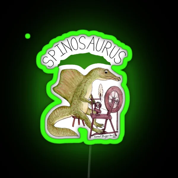 Spinosaurus With Spinning Wheel RGB Neon Sign