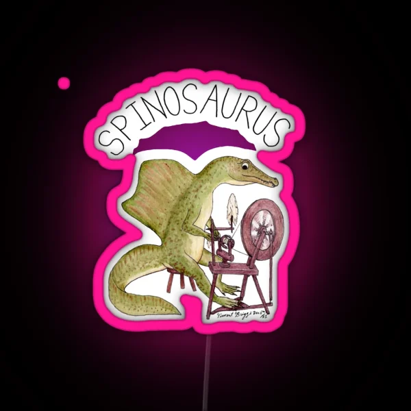 Spinosaurus With Spinning Wheel RGB Neon Sign