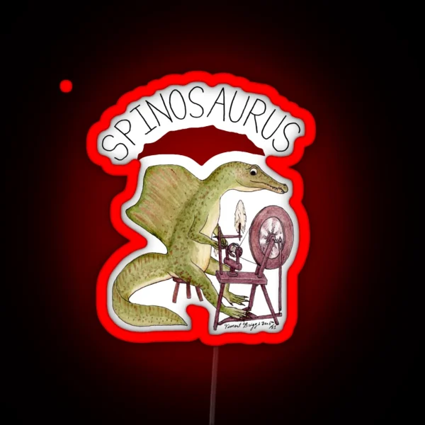Spinosaurus With Spinning Wheel RGB Neon Sign