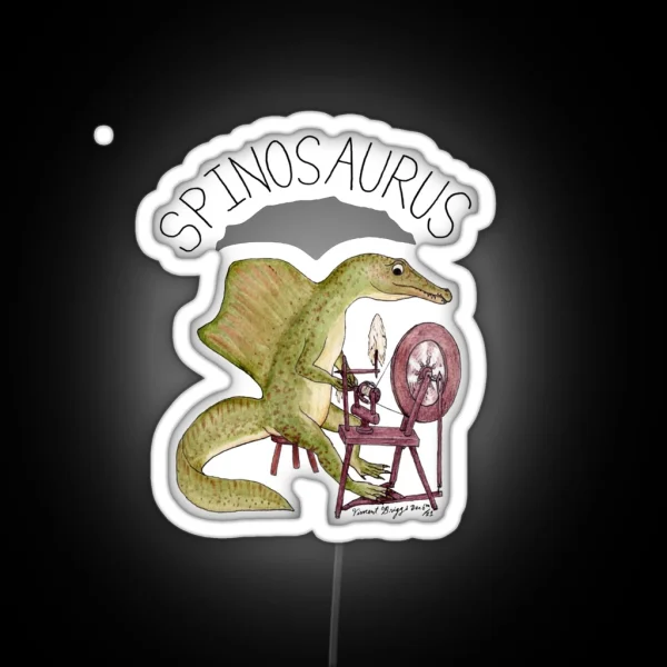 Spinosaurus With Spinning Wheel RGB Neon Sign