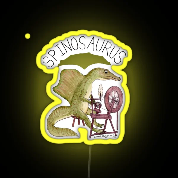 Spinosaurus With Spinning Wheel RGB Neon Sign