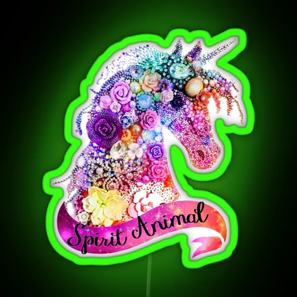 Spirit Animal Unicorn Glitter Design RGB Neon Sign