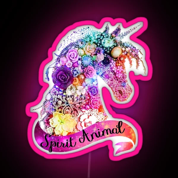 Spirit Animal Unicorn Glitter Design RGB Neon Sign