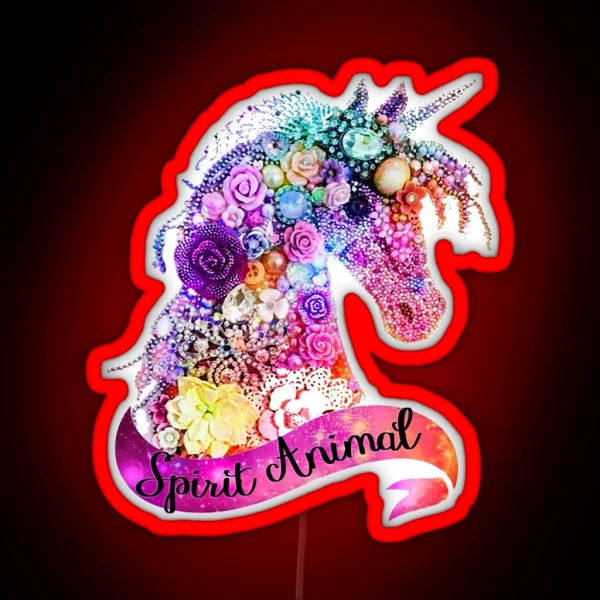 Spirit Animal Unicorn Glitter Design RGB Neon Sign