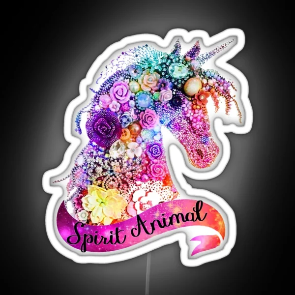 Spirit Animal Unicorn Glitter Design RGB Neon Sign