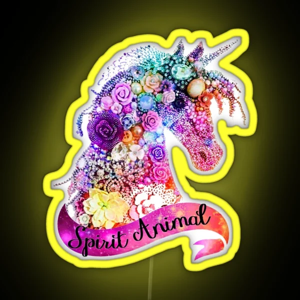 Spirit Animal Unicorn Glitter Design RGB Neon Sign