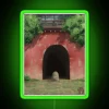 A mystical tunnel scene from Spirited Away, illuminated with vibrant neon lights.