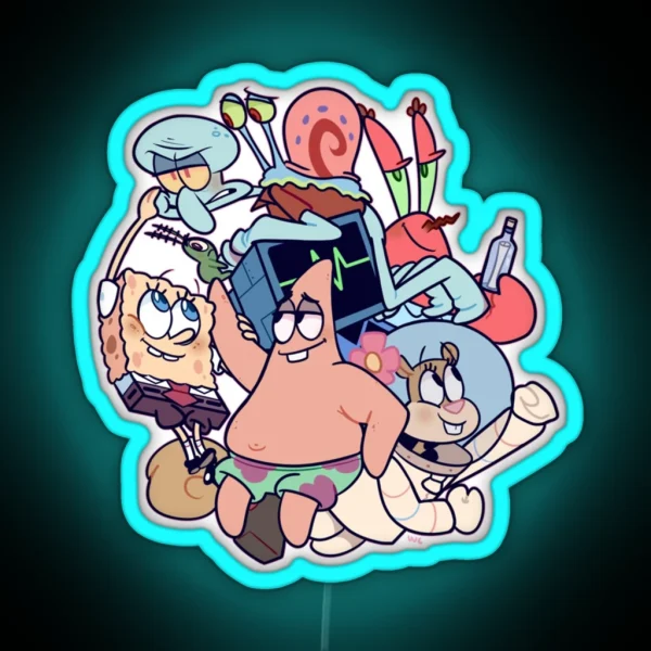 Spongebob And Friends RGB Neon Sign