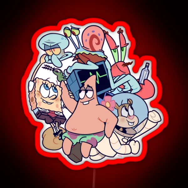 Spongebob And Friends RGB Neon Sign