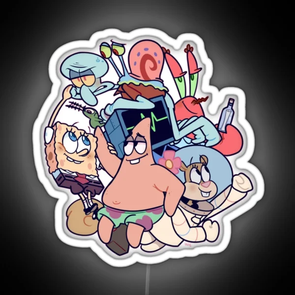 Spongebob And Friends RGB Neon Sign