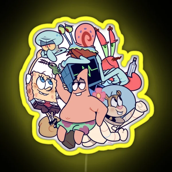 Spongebob And Friends RGB Neon Sign