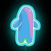 SpongeBob SquarePants neon sign featuring his character Bubble Buddy in blue.