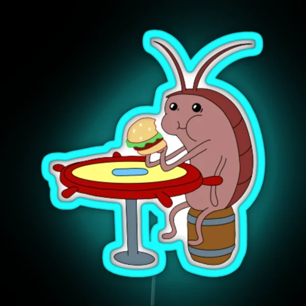 Spongebob Cockroach Eating A Krabby Patty RGB Neon Sign