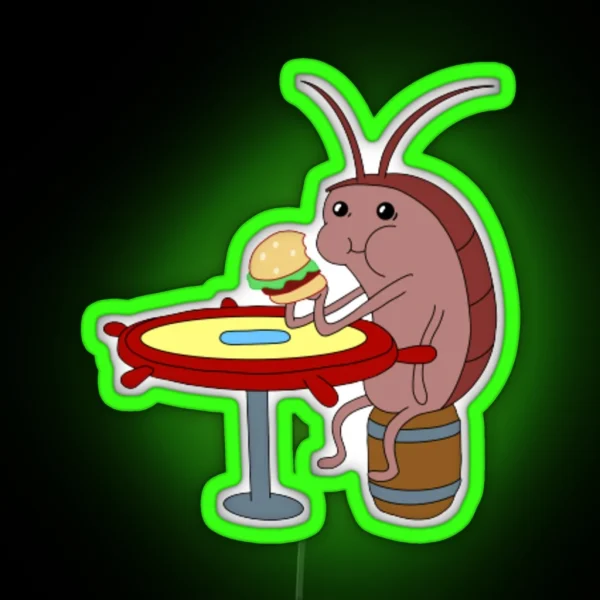 Spongebob Cockroach Eating A Krabby Patty RGB Neon Sign