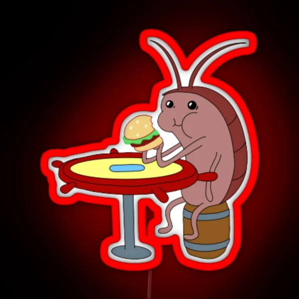 Spongebob Cockroach Eating A Krabby Patty RGB Neon Sign