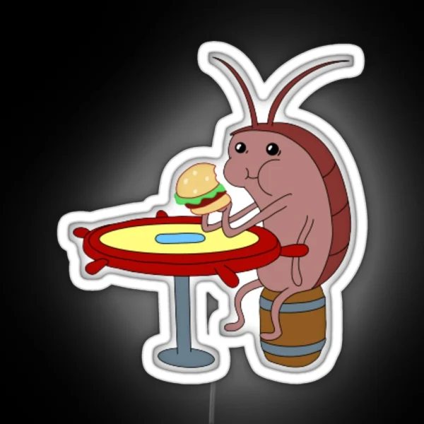 Spongebob Cockroach Eating A Krabby Patty RGB Neon Sign