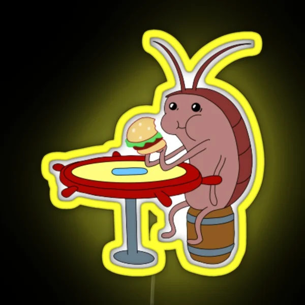 Spongebob Cockroach Eating A Krabby Patty RGB Neon Sign