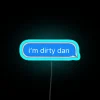 SpongeBob SquarePants with Dirty Dan's name on an RGB neon sign in iMessage.