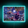 SpongeBob SquarePants dunking into a vibrant, neon-lit background.