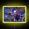 SpongeBob SquarePants in front of a neon sign reading "Dunking" in bold, colorful letters.