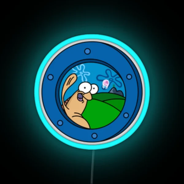 Spongebob Fish Waving Tiny RGB Neon Sign