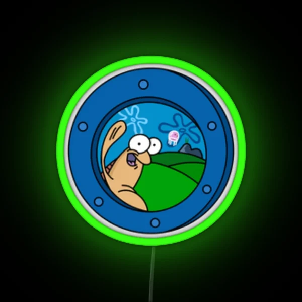 Spongebob Fish Waving Tiny RGB Neon Sign