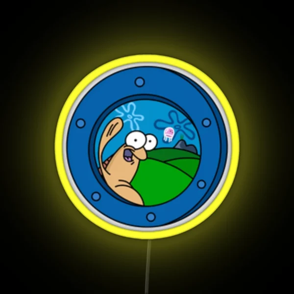 Spongebob Fish Waving Tiny RGB Neon Sign