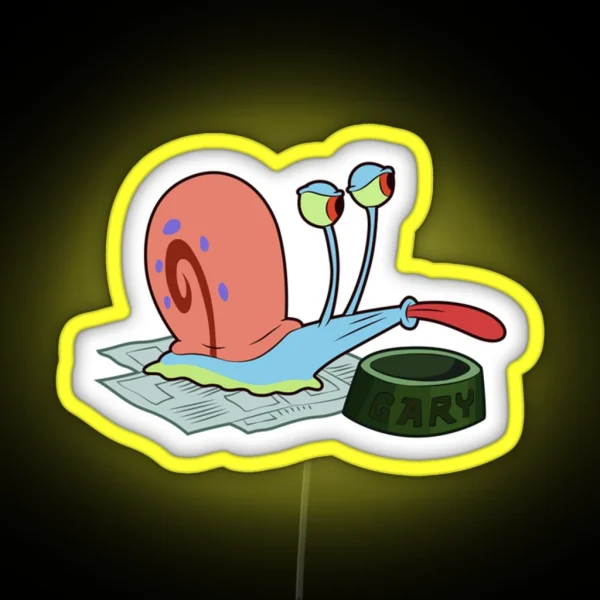 Spongebob Gary With Empty Bowl RGB Neon Sign