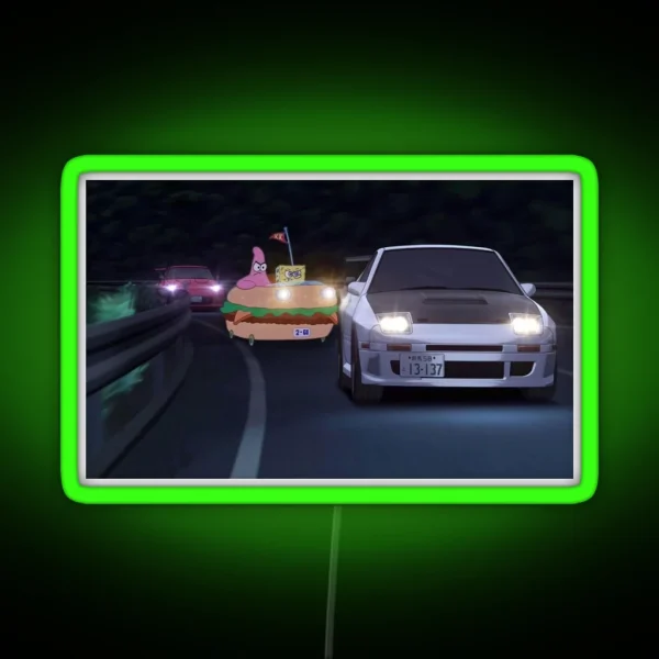 Spongebob Initial D RGB Neon Sign