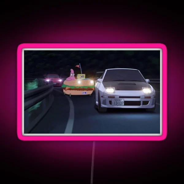 Spongebob Initial D RGB Neon Sign