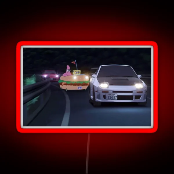 Spongebob Initial D RGB Neon Sign