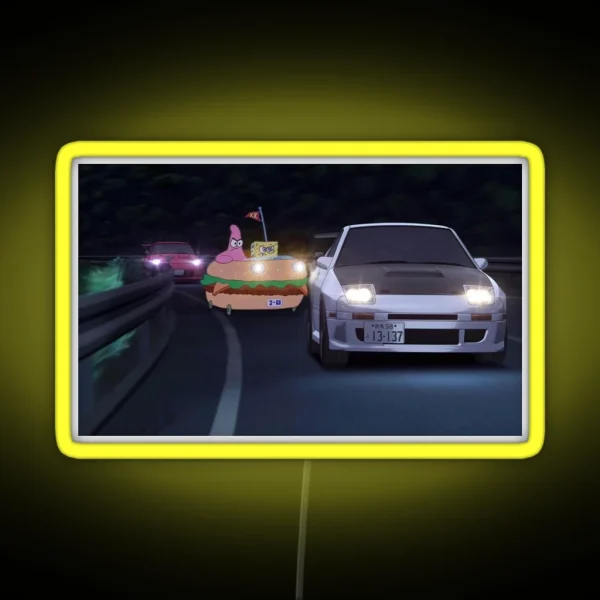 Spongebob Initial D RGB Neon Sign