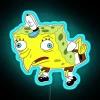 Bikini Bottom's favorite sponge in neon lights, inspired by a popular meme.