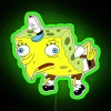 Neon sign of SpongeBob SquarePants in green.
