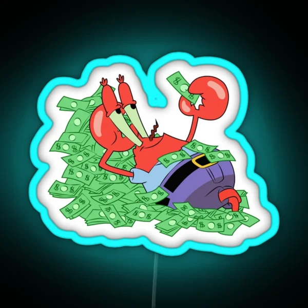Spongebob Mr Krabs Lies In Money RGB Neon Sign